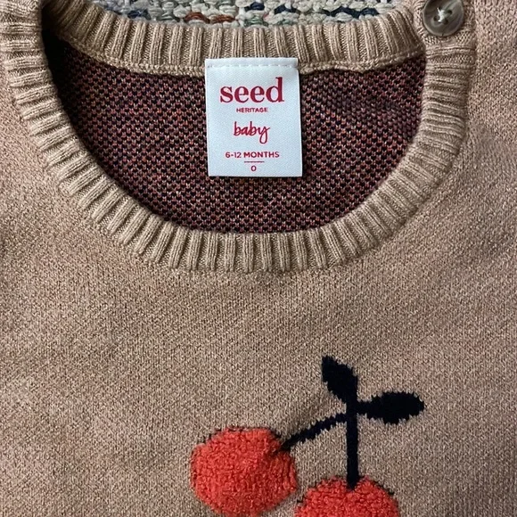 NWOT SEED HERITAGE Cherries Sweater Size 6-12 months - Picture 3 of 6